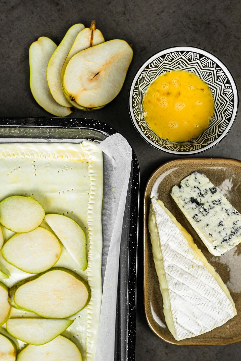 Slaný hruškový koláč z lístkového cesta