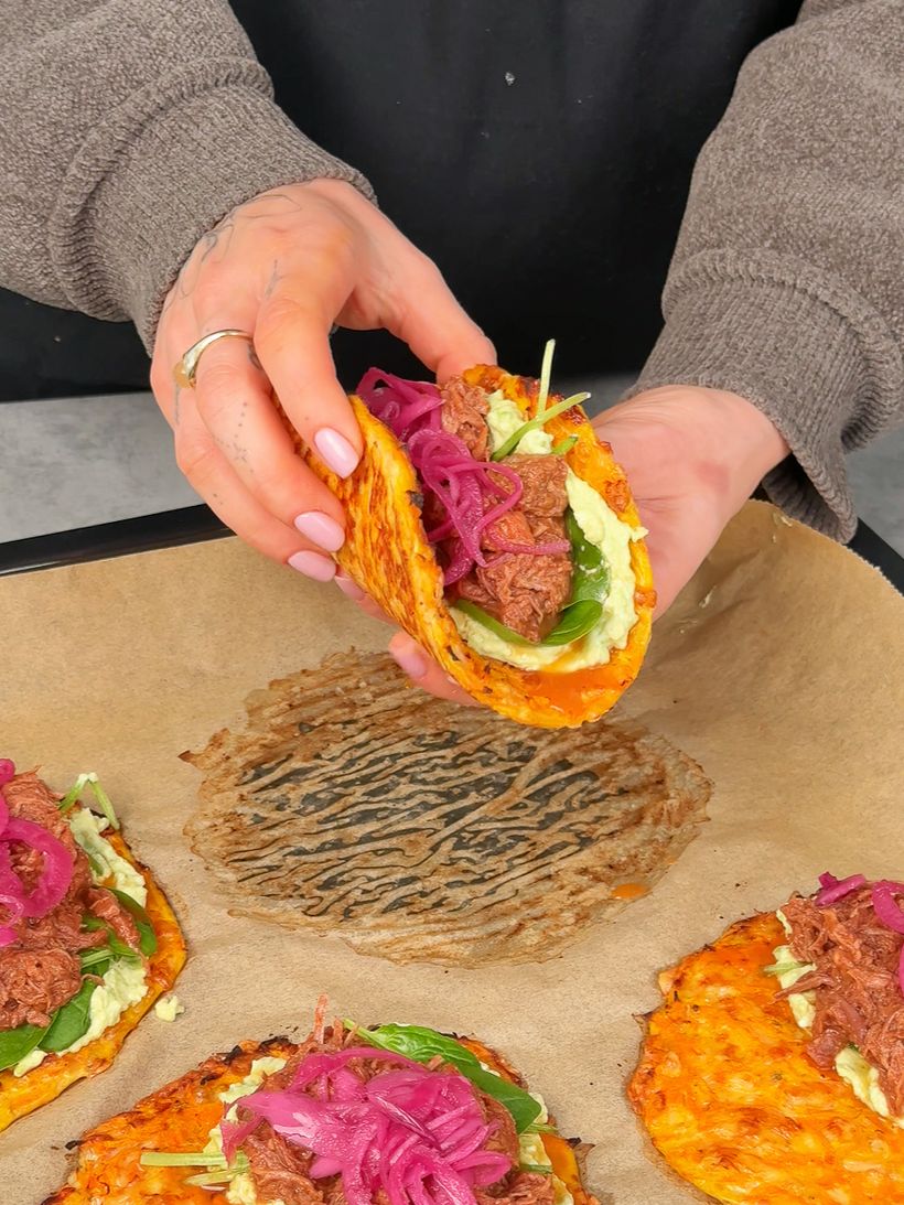 Karotten-Wraps mit Pulled Beef