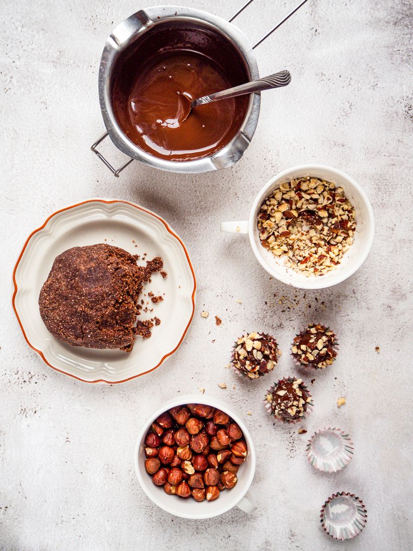 Haselnuss-Truffes in Schokolade