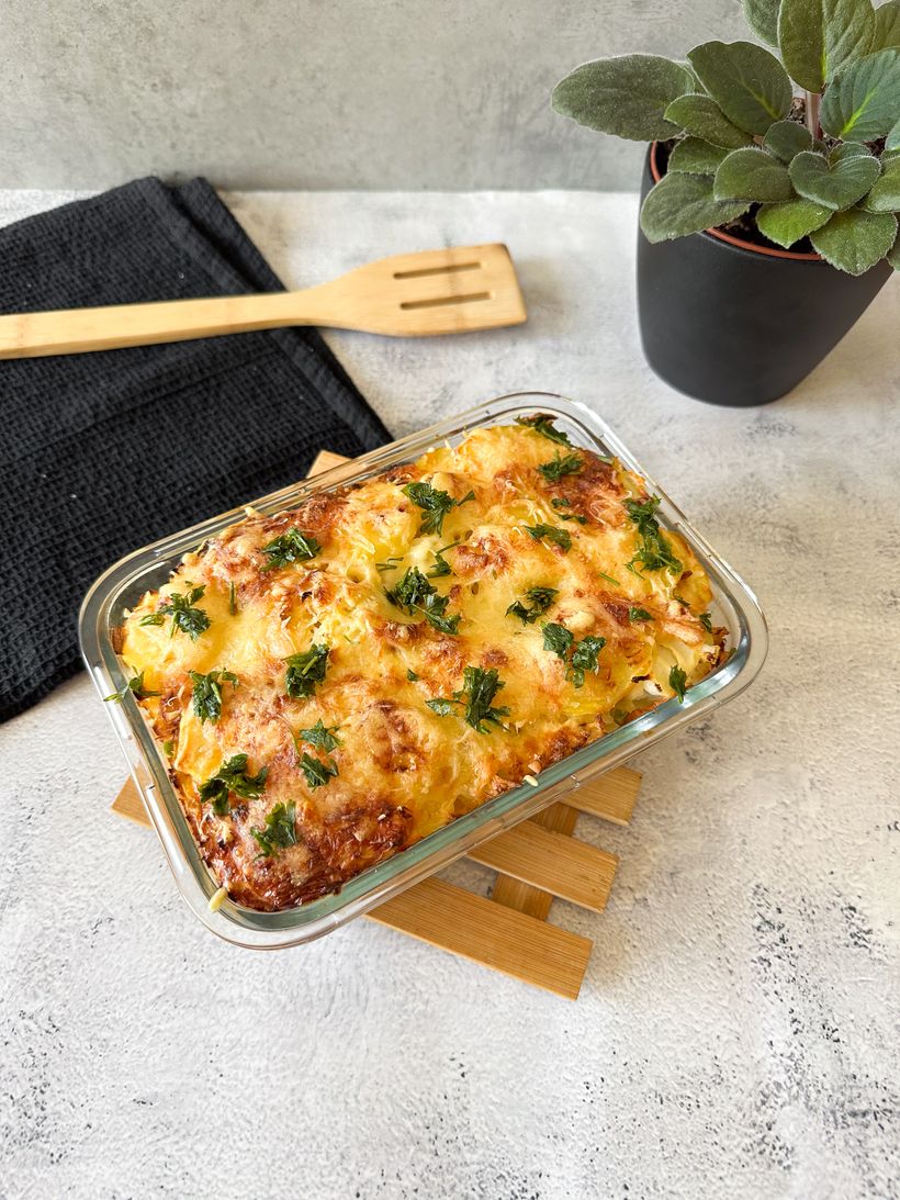 Überbackener Blumenkohl mit Kartoffeln und Eiern