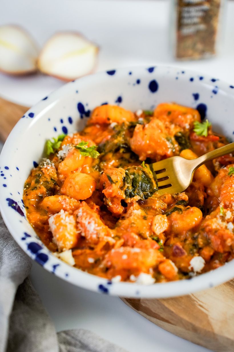 Gnocchi s rajčatovou omáčkou a se špenátem