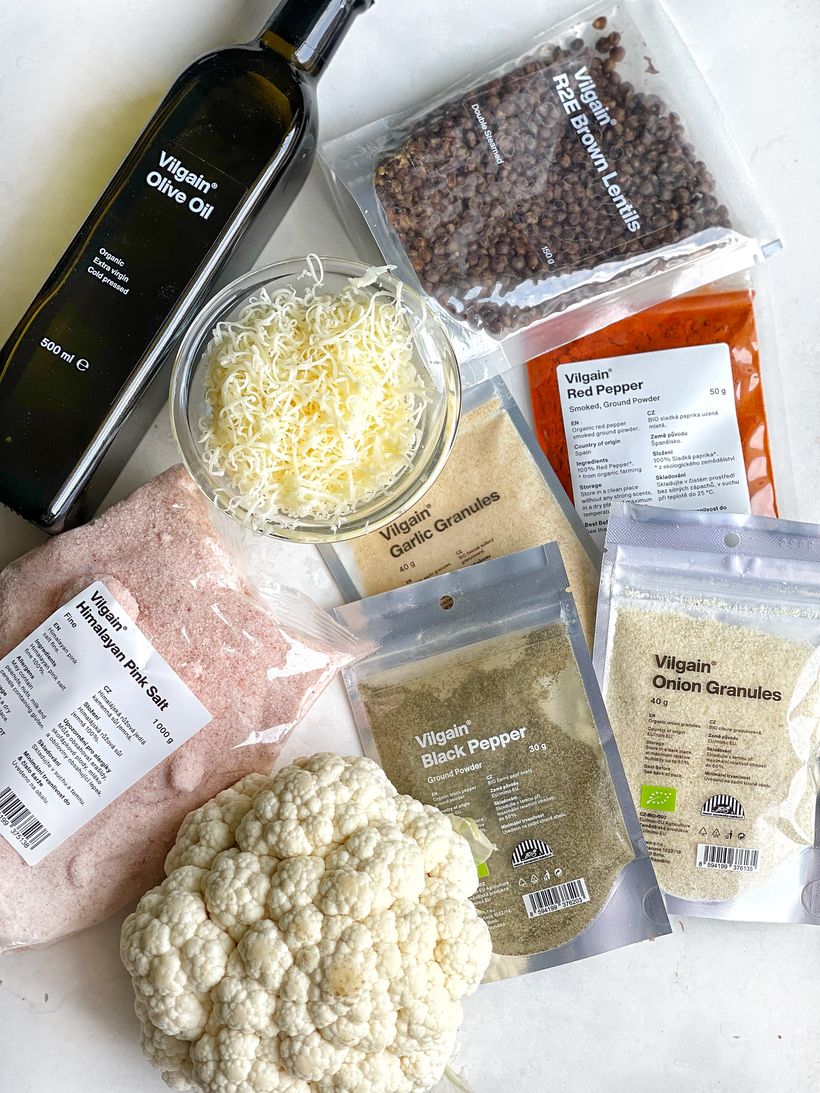 Pečený květák s čočkou