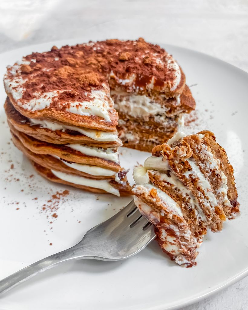 Protein Tiramisu Pancakes