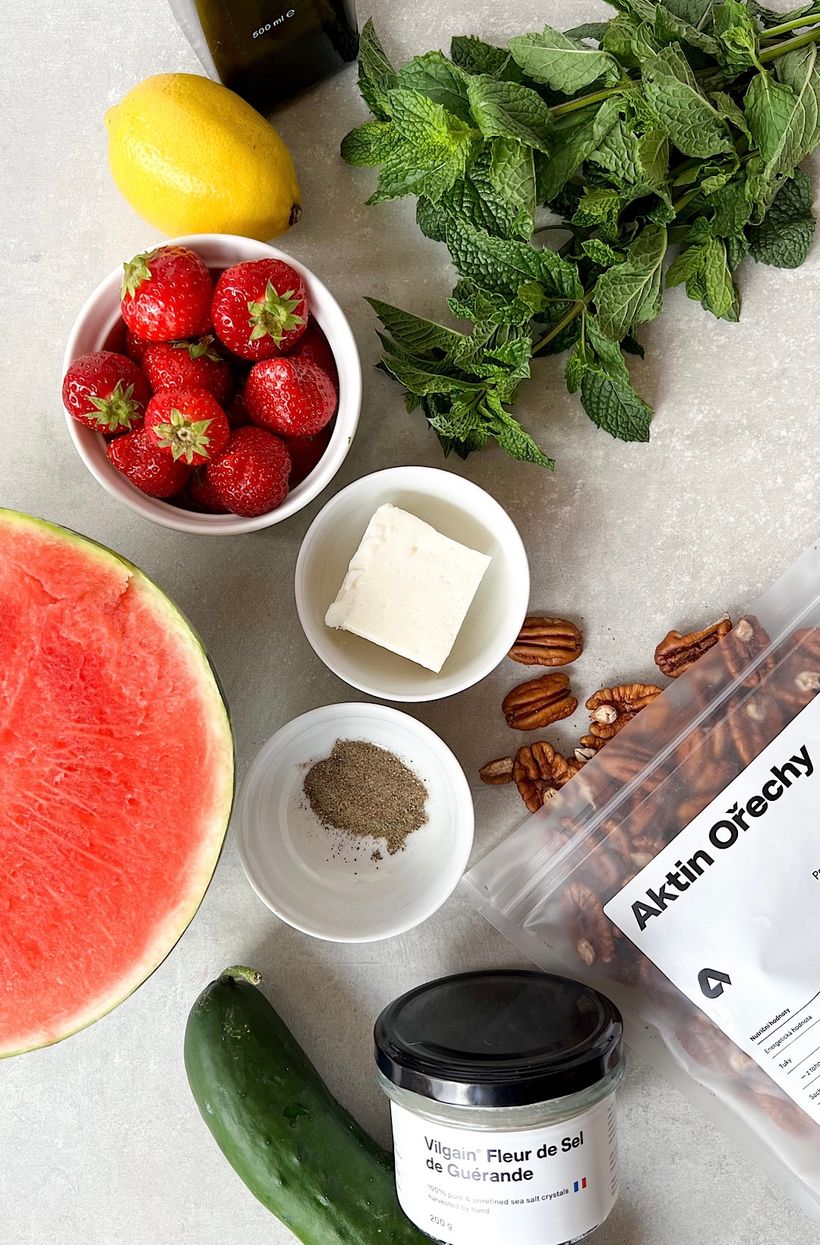 Melónový šalát so syrom feta