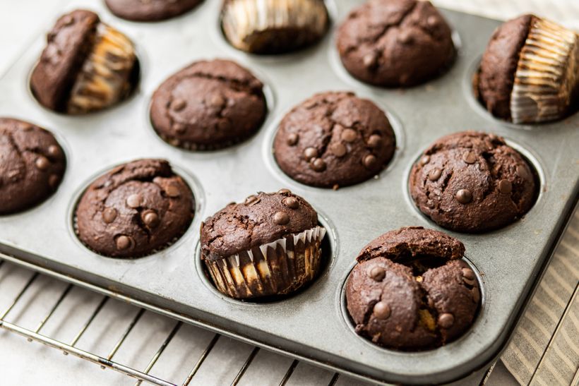 Čokoládové muffiny se šťavnatou tvarohovou náplní