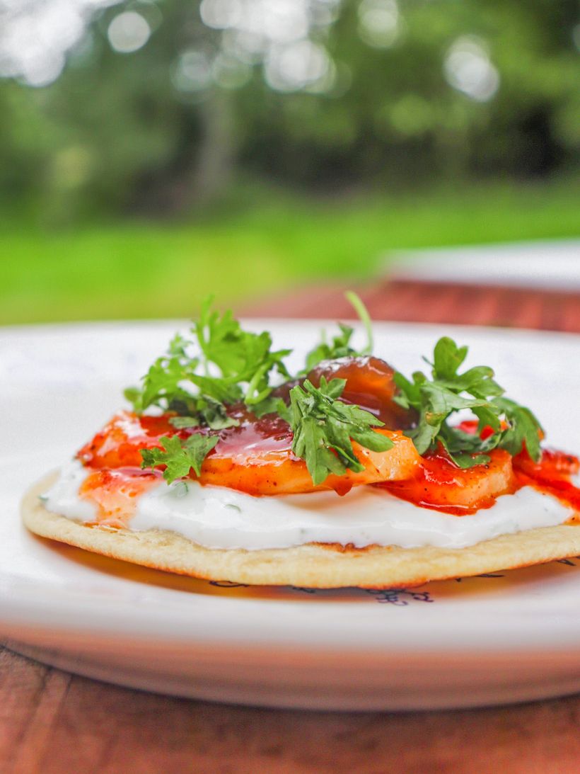 Halloumi tacos so sweet chilli omáčkou