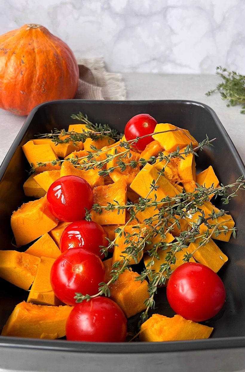 Fehérjében gazdag tészta sütőtökös szósszal