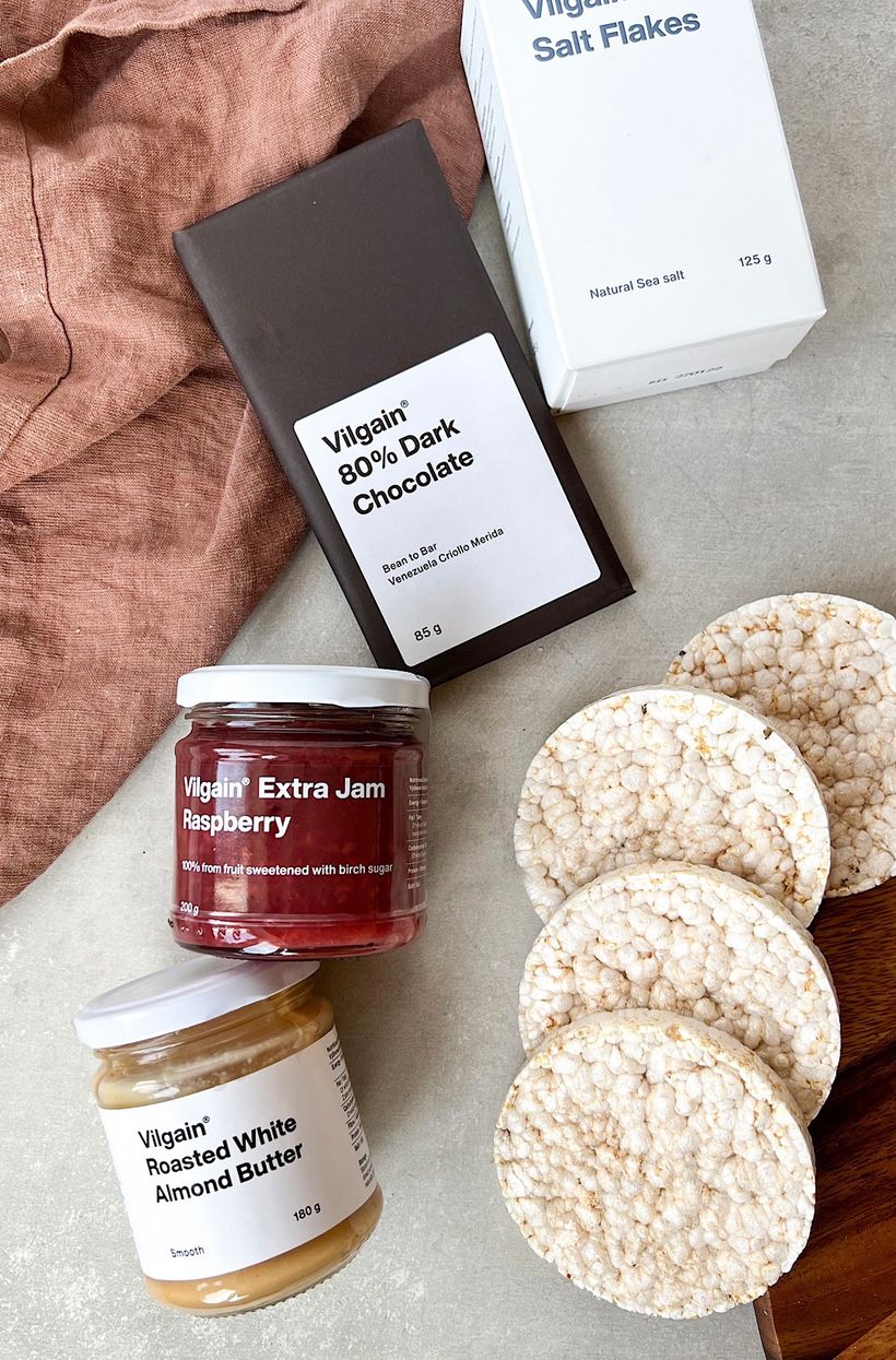 Chrumkavé ryžové chlebíčky s arašidovým maslom, džemom a čokoládou