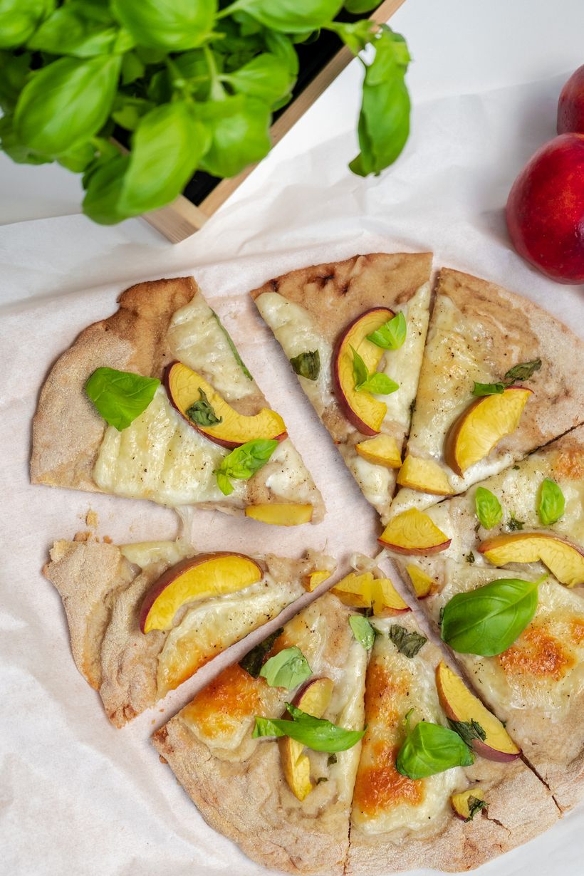 Peach & Basil Pizza