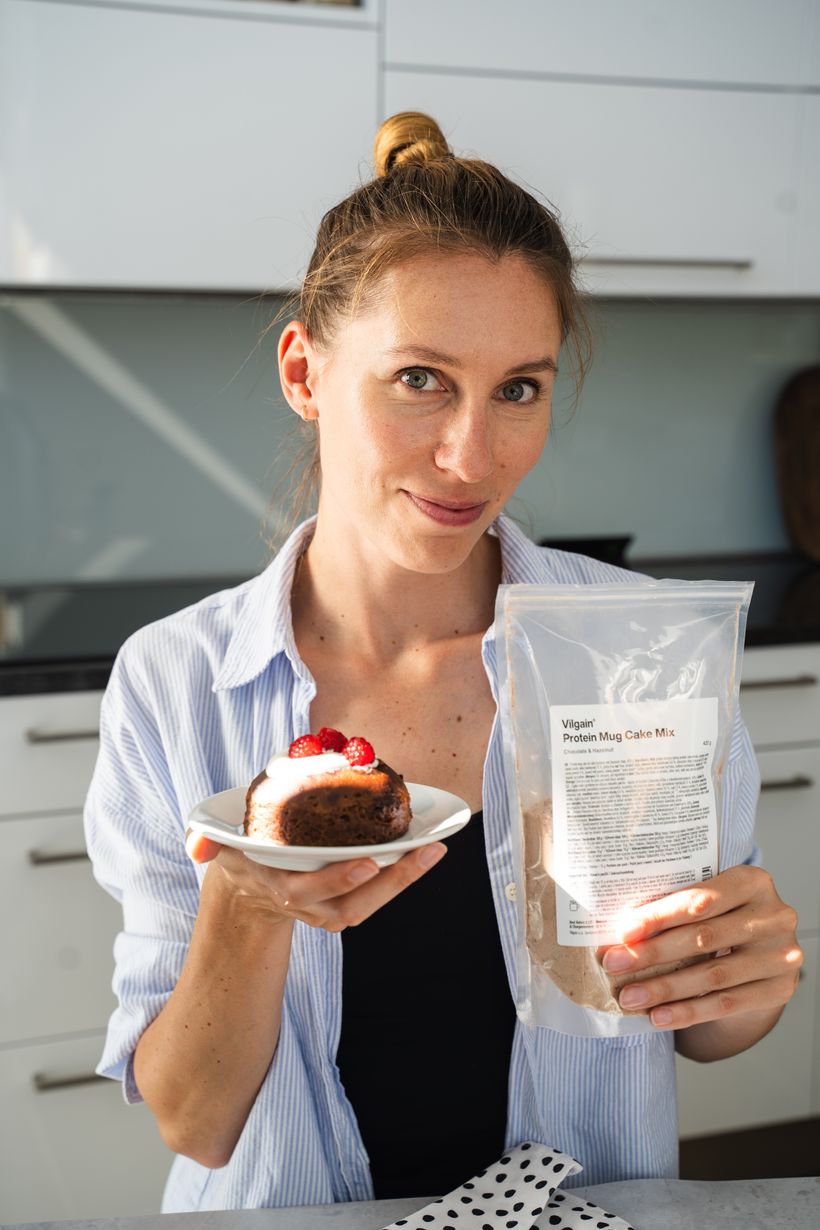 Mug cake proteic cu ciocolată