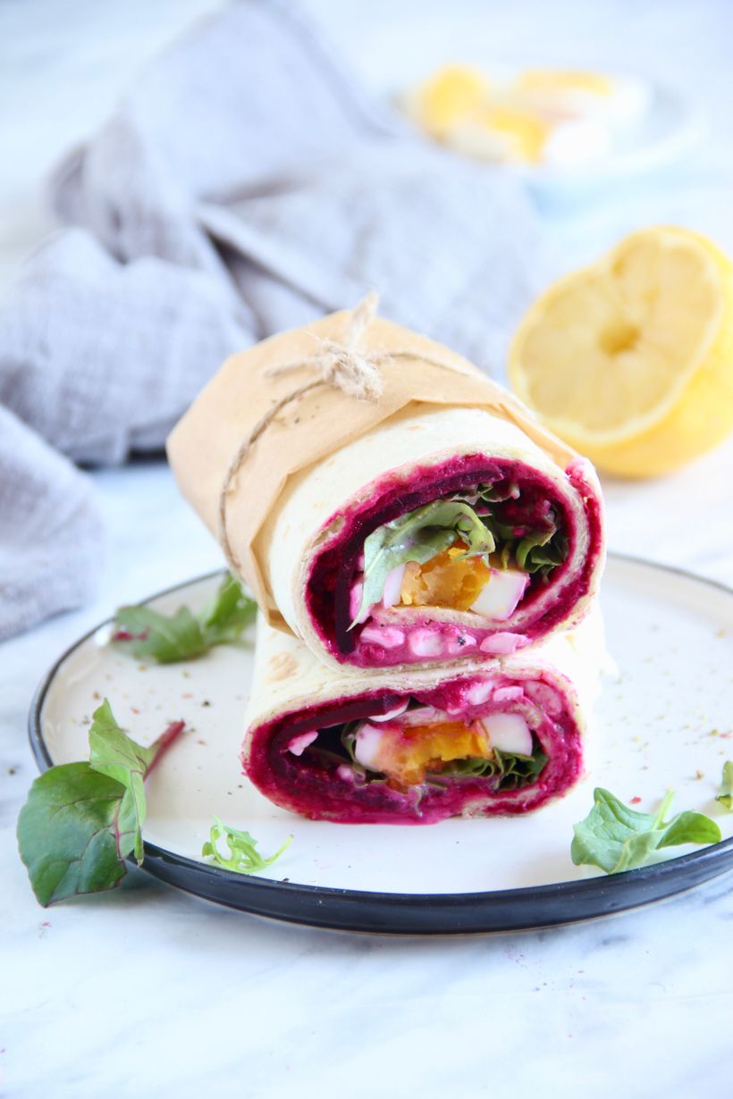 Super rýchle wrapy s hummusom z červenej repy