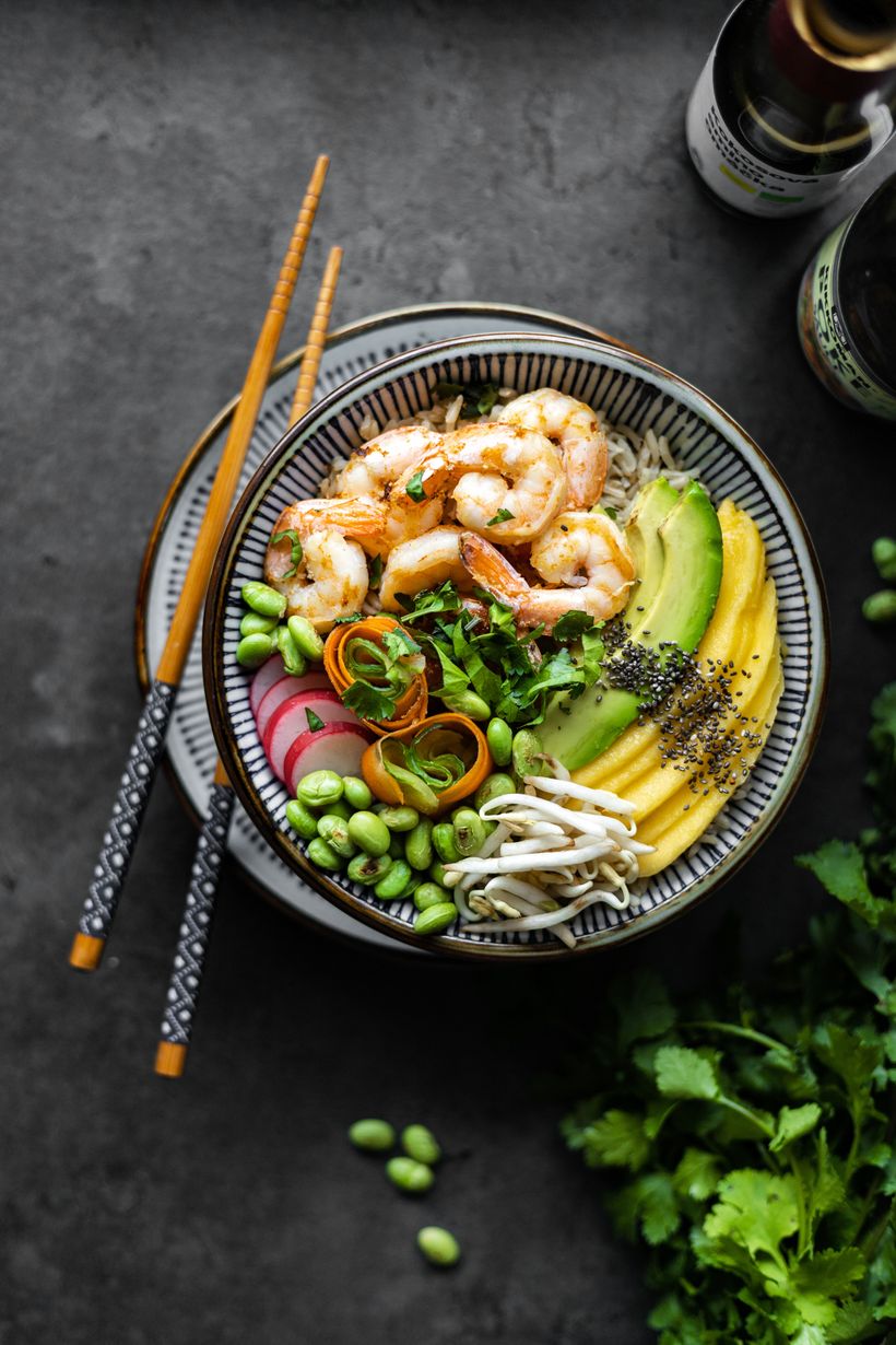 Poke bowl s krevetami