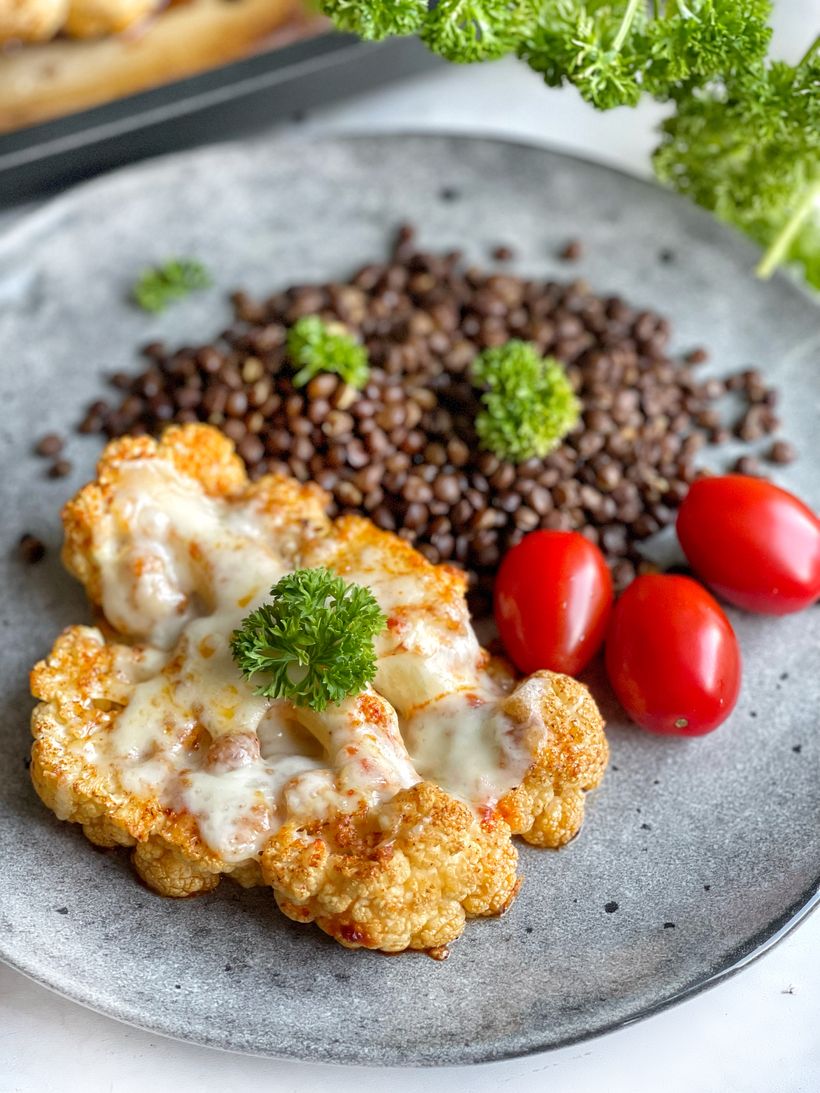 Pečený květák s čočkou