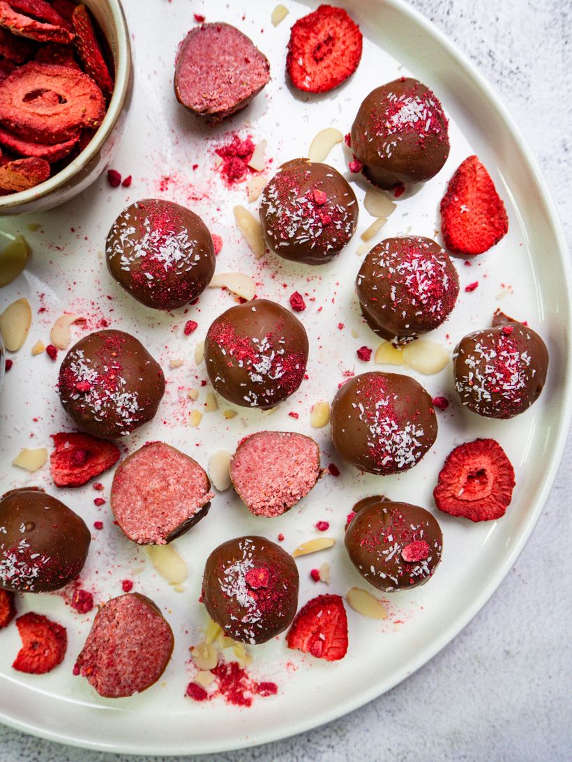 Jahodové truffles v mliečnej čokoláde