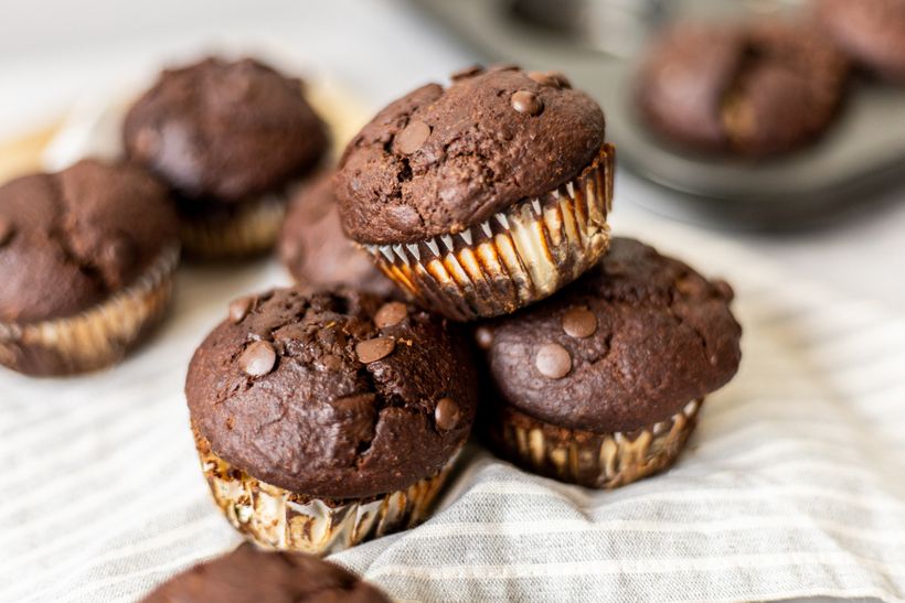 Čokoládové muffiny se šťavnatou tvarohovou náplní