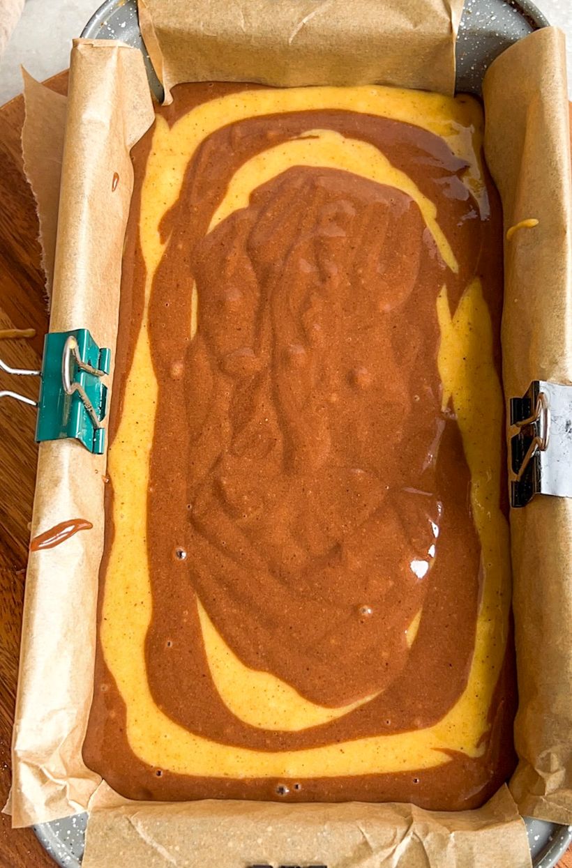 Mramorový dýňový chlebíček s kakaem