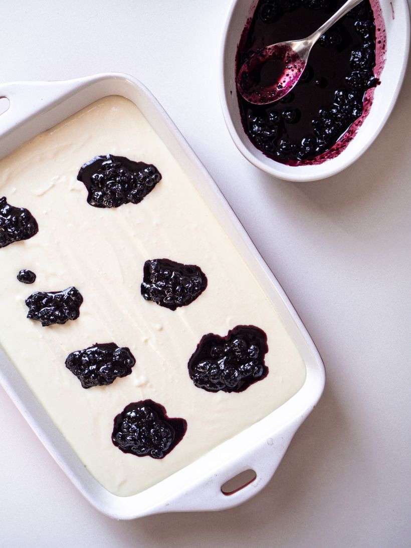 Borůvkový cheesecake na plech