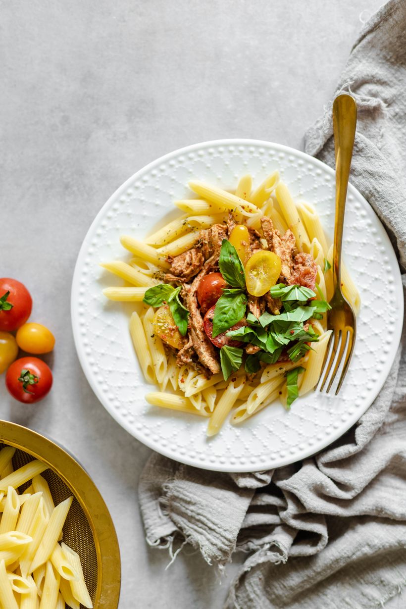 Tészta ricottával, paradicsommal és pulykahússal