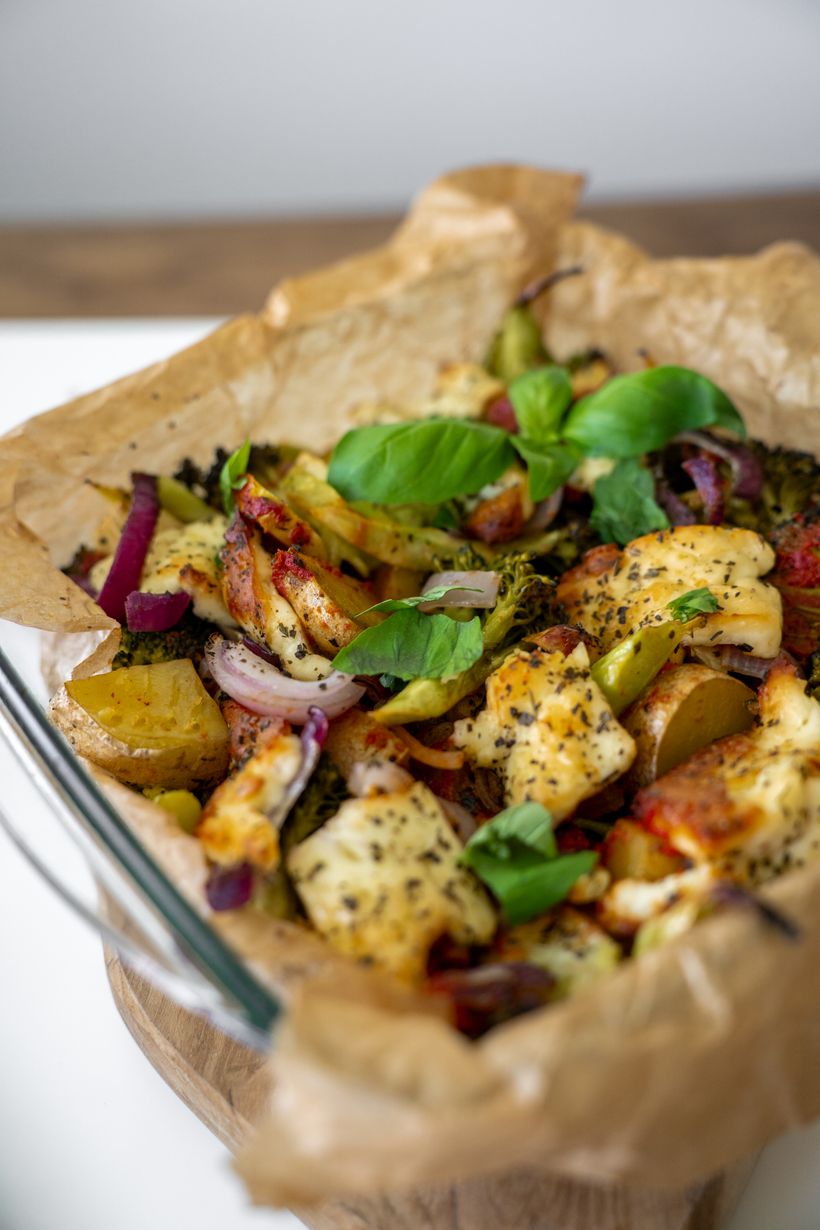 Zapečená zelenina so syrom halloumi