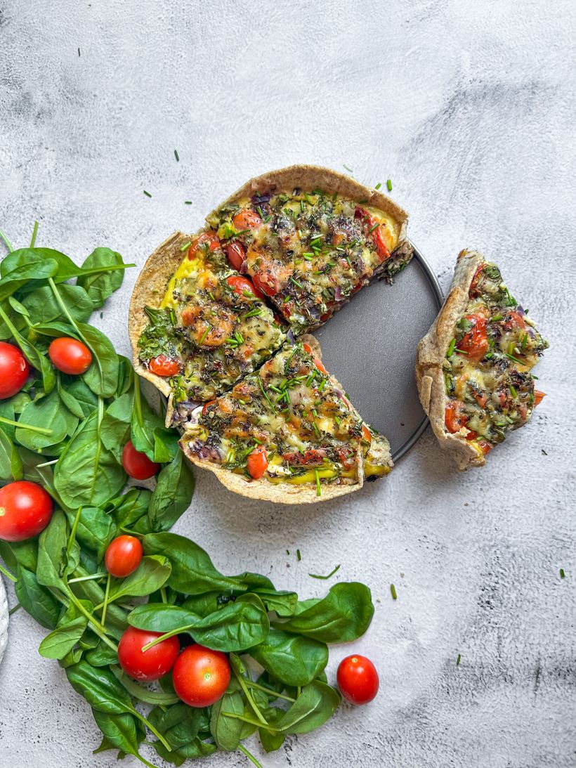Tortilla Quiche Bake with Cottage Cheese