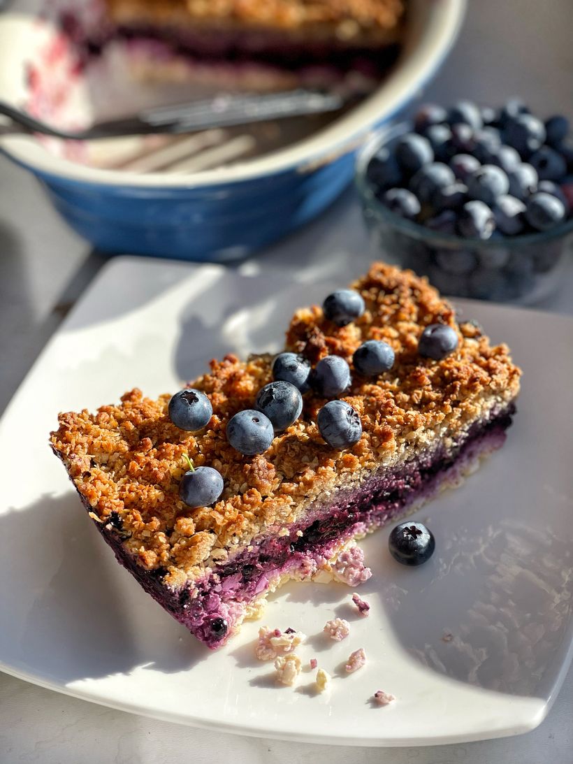 Čučoriedkové crumble s tvarohom