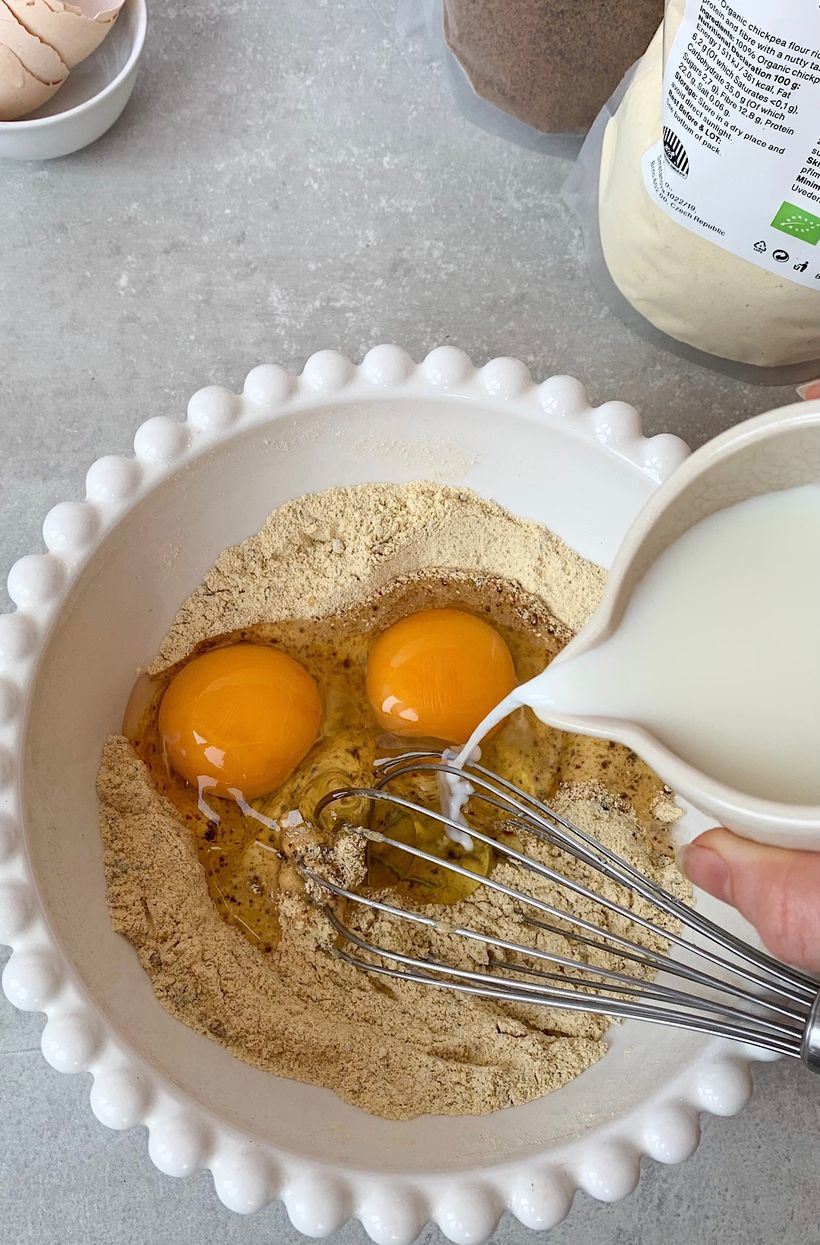 Cizrnové crêpes palačinky s vanilkovým pudinkem