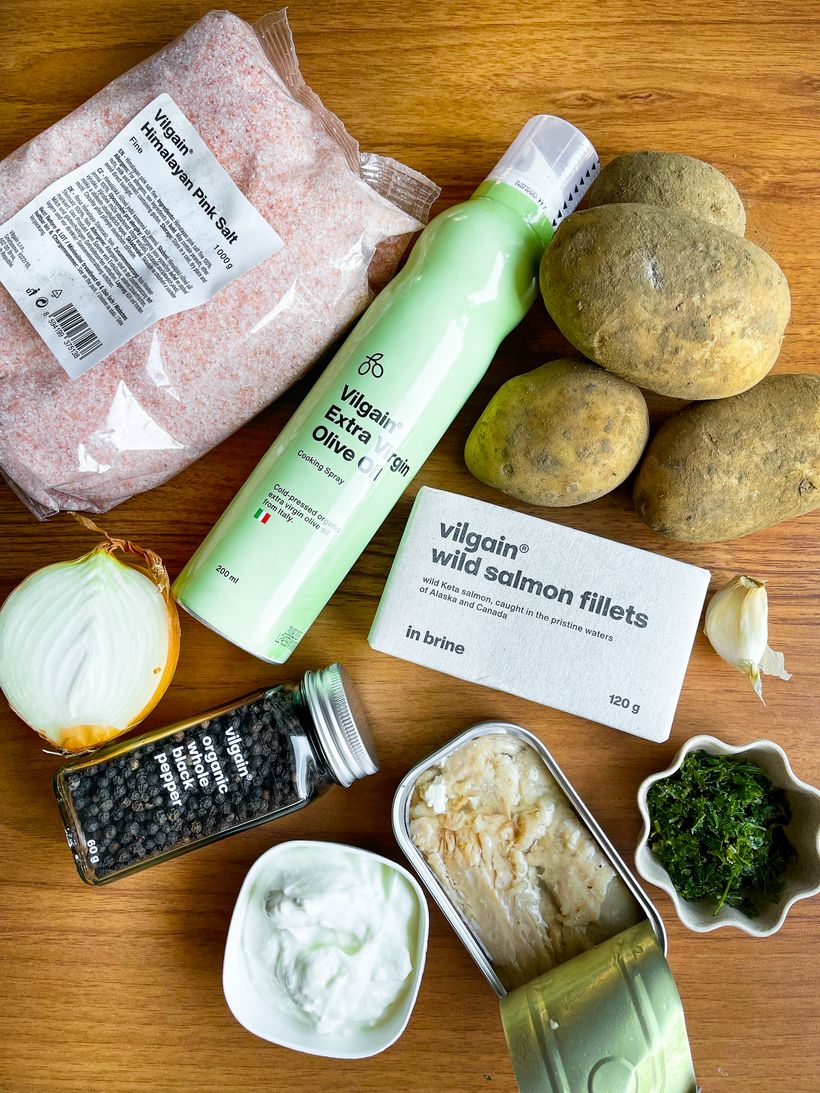 Lososovo bramborové kuličky s dipem