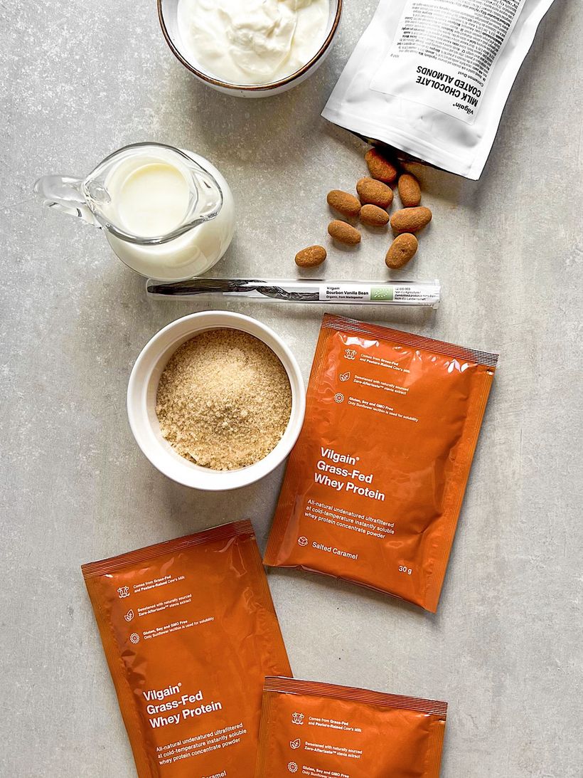 Proteinový pudink se slaným karamelem