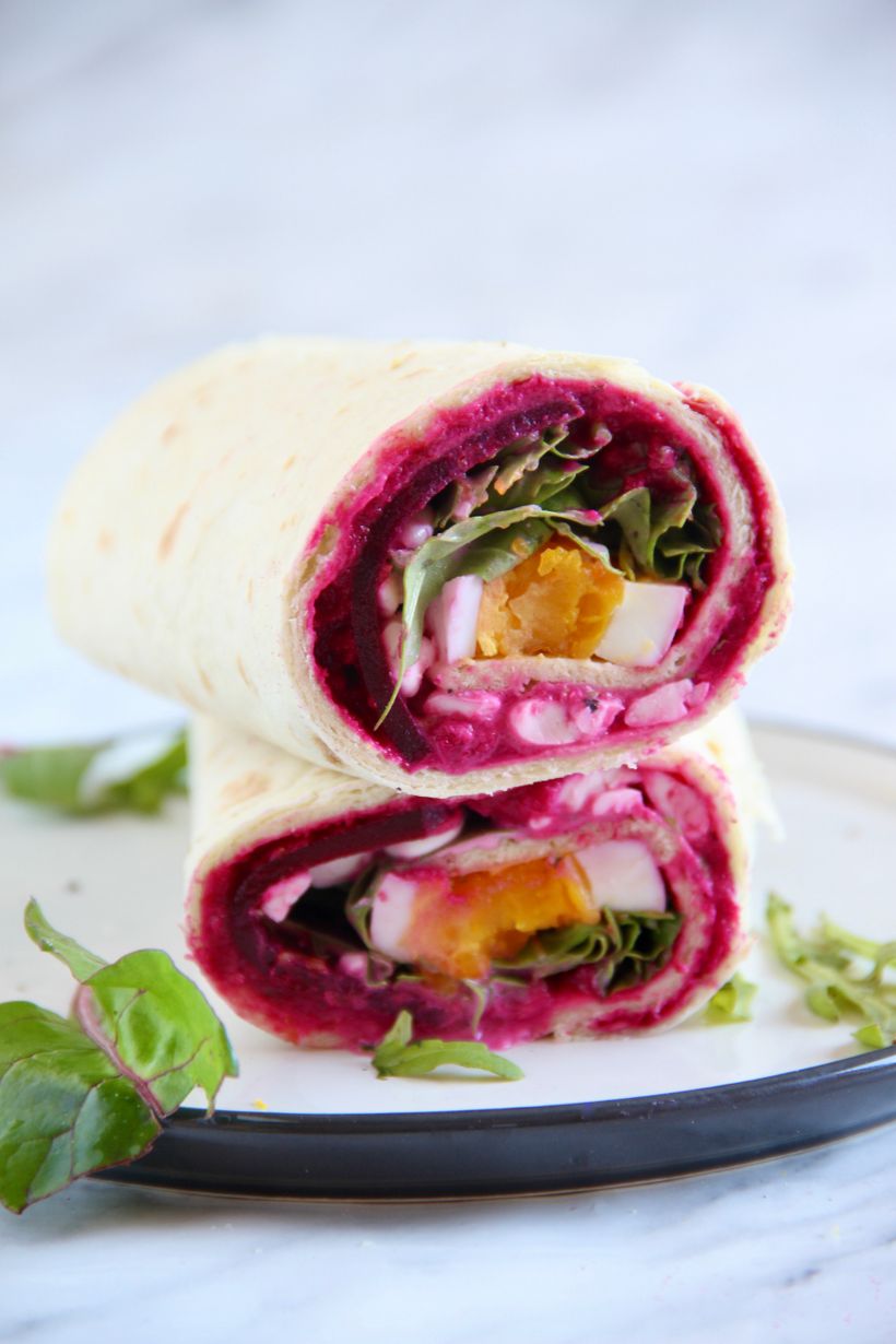 Super rýchle wrapy s hummusom z červenej repy