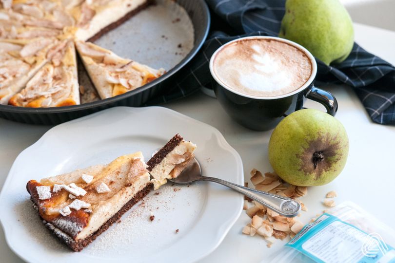 Zdravý hruškový koláč s tvarohom