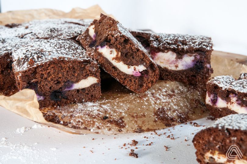 Proteínové brownies s tvarohom