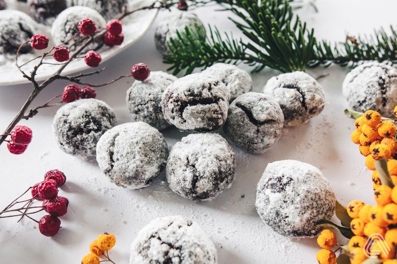 Zasnežené vianočné čokoládové guľôčky