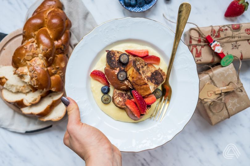 Francouzské toasty z vánočky s pudinkovým krémem