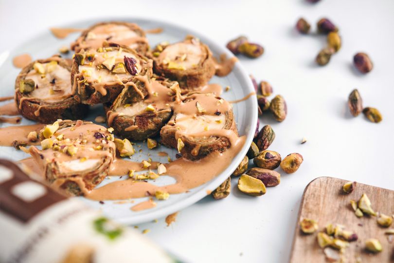 Palačinkové matcha rolky s banánem