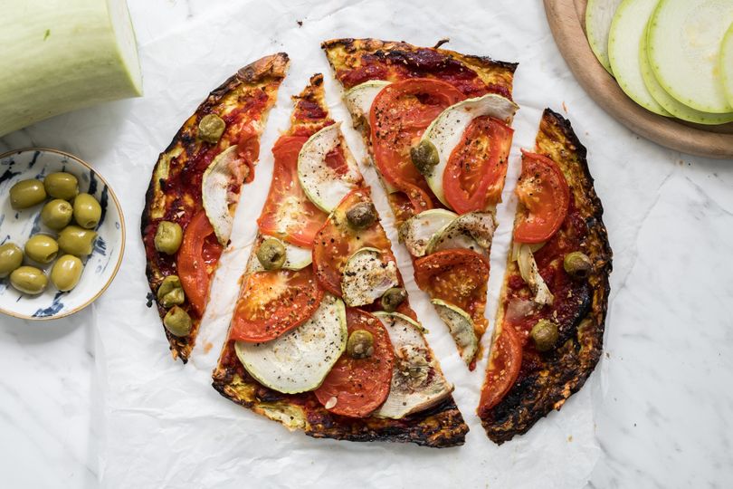 Flourless courgette pizza