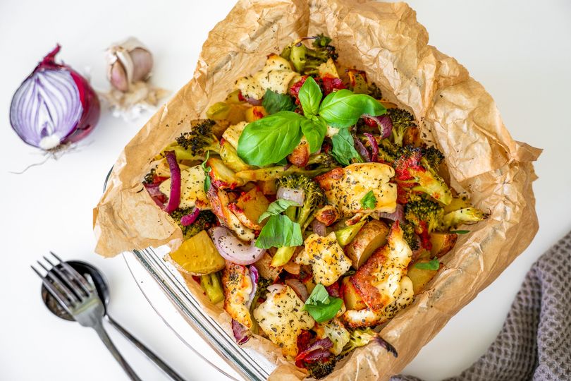 Zapečená zelenina se sýrem halloumi