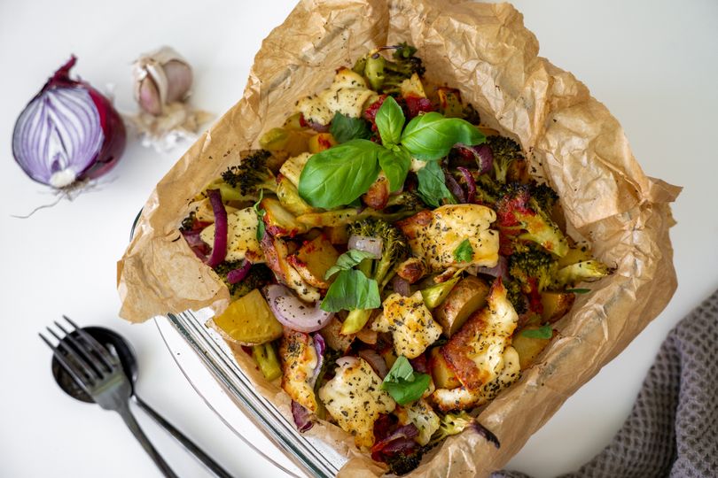 Zapečená zelenina so syrom halloumi