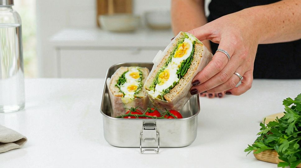 Egg and wild garlic pesto sandwich