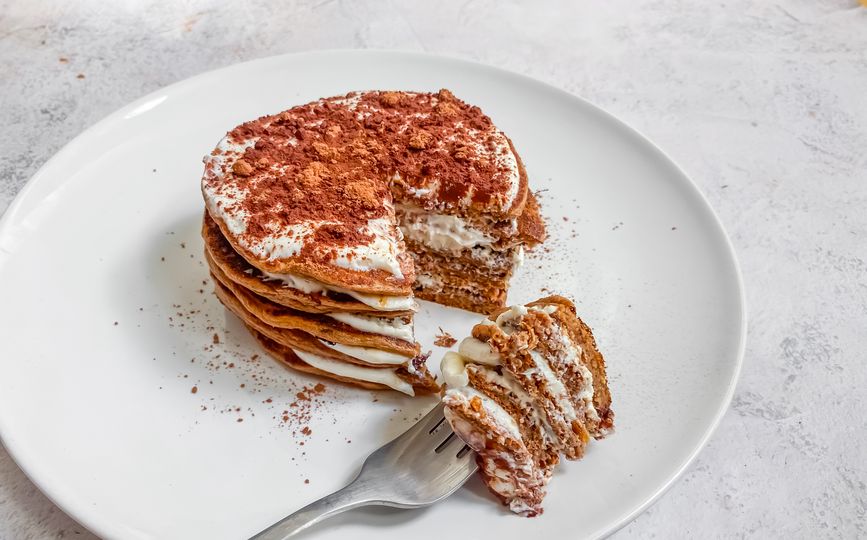 Protein Tiramisu Pancakes