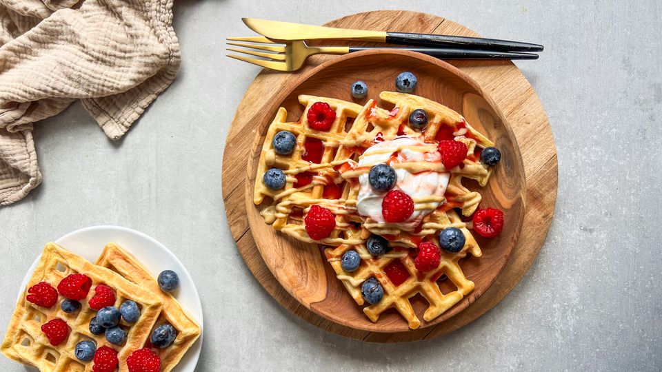 Proteínové vafle s ovocím