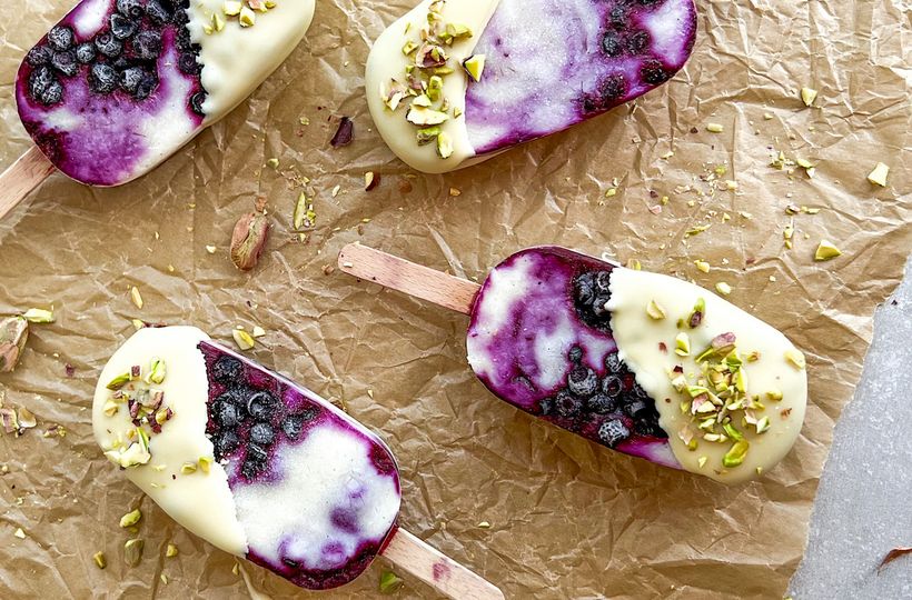 Homemade Blueberry Protein Popsicles
