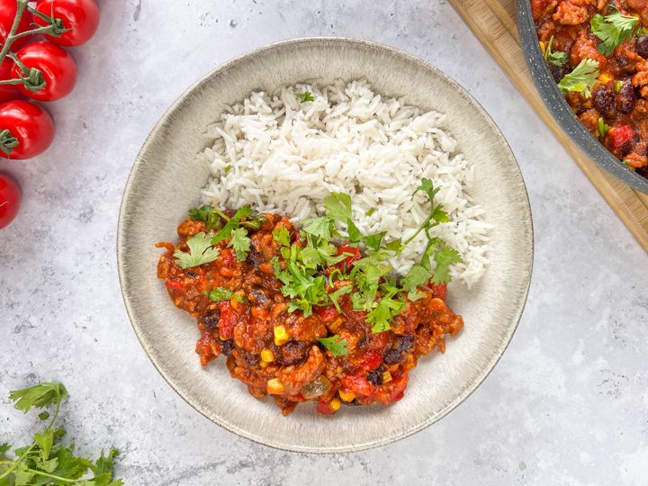 Hovězí chilli con carne s rýží