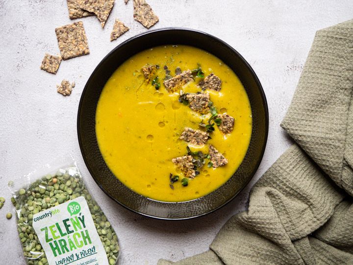 Krémová hrachová polévka ze zeleného hrášku