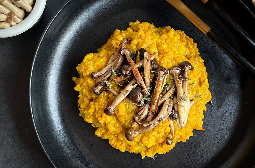 Čočkové rizoto s restovanými houbami