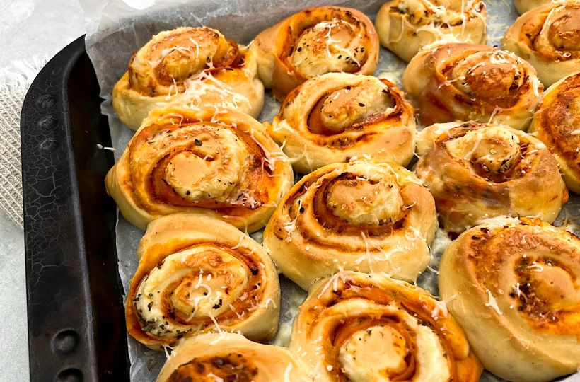Bread dough pizza rolls