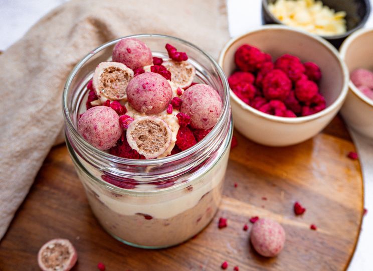 Proteinová kokosová kaše s malinami