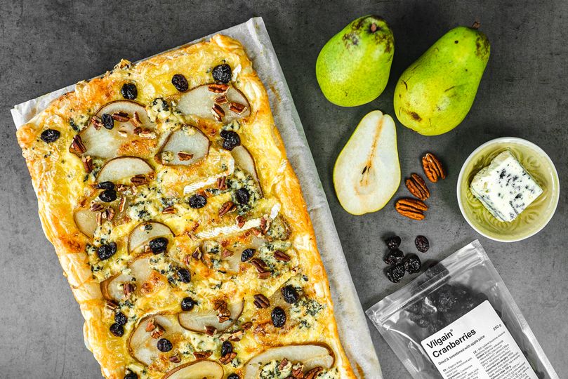 Slaný hruškový koláč z lístkového cesta