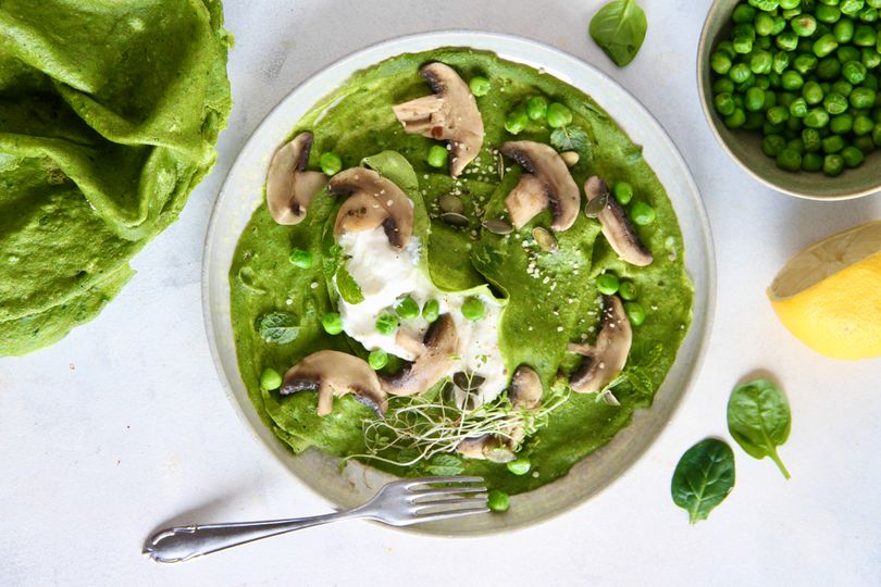 Špenátové palacinky s krémovou náplňou