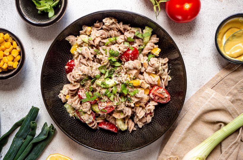 Nudelsalat mit Putenfleisch