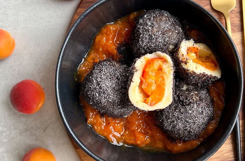 Apricot Dumplings with Poppy Seeds